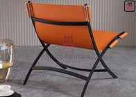 Bowed Tanned Leather Unfoldable 0.5cbm Single Sofa Chair